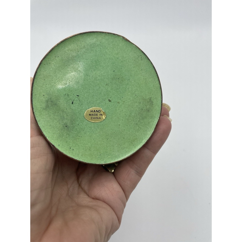 Antique Chinese Canton Enamel Round Lidded Tea Caddy Hand-Painted Birds Flowers - Picture 7 of 13